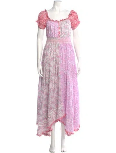 Pre-owned Loveshackfancy Floral Print Long Dress In Pink