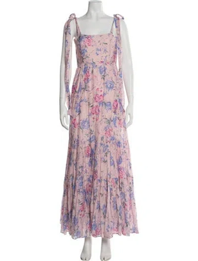 Pre-owned Loveshackfancy Floral Print Long Dress In Pink