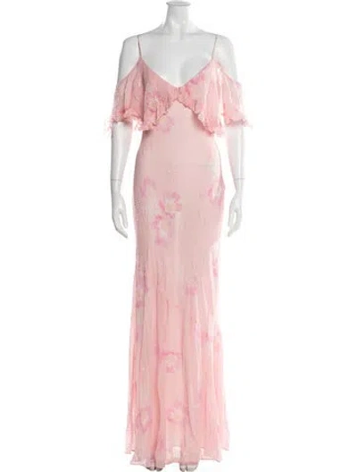 Pre-owned Loveshackfancy Floral Print Long Dress In Pink
