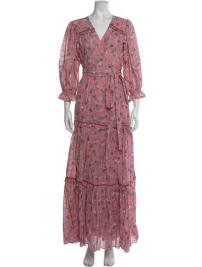 Pre-owned Loveshackfancy Floral Print Long Dress In Pink