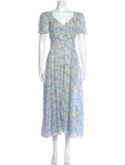 Pre-owned Loveshackfancy Floral Print Long Dress In Pink