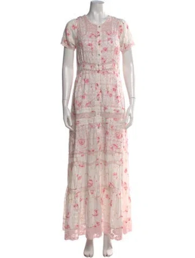 Pre-owned Loveshackfancy Floral Print Long Dress In Pink