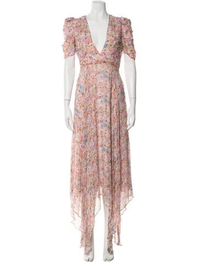 Pre-owned Loveshackfancy Floral Print Long Dress In Pink