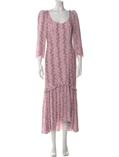 Pre-owned Loveshackfancy Floral Print Long Dress In Pink