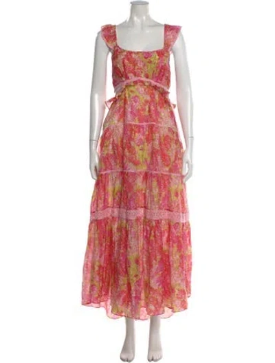 Pre-owned Loveshackfancy Floral Print Long Dress In Pink