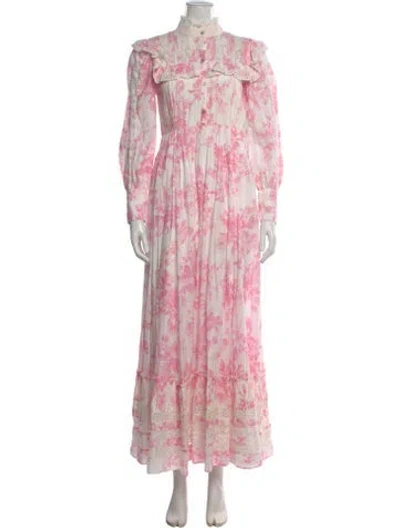 Pre-owned Loveshackfancy Floral Print Long Dress In Pink