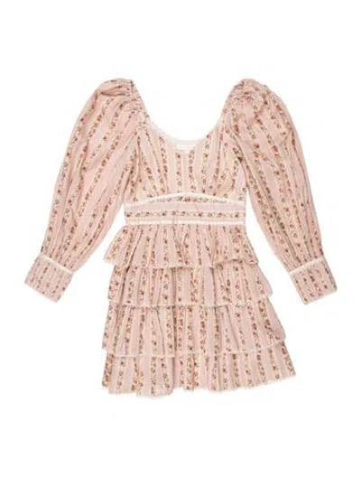 Pre-owned Loveshackfancy Floral Print Long Dress In Pink