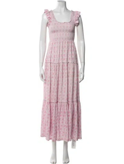 Pre-owned Loveshackfancy Floral Print Long Dress In Pink