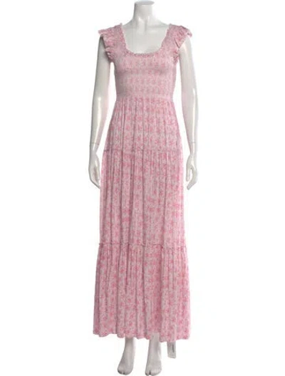Pre-owned Loveshackfancy Floral Print Long Dress In Pink