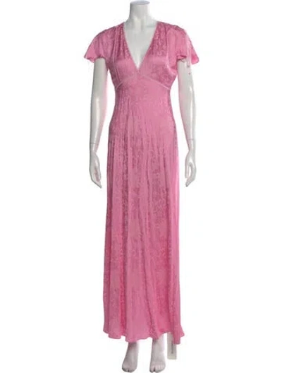 Pre-owned Loveshackfancy Floral Print Long Dress In Pink
