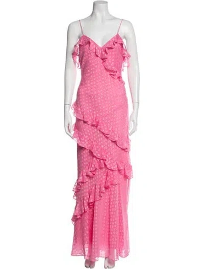 Pre-owned Loveshackfancy Floral Print Long Dress In Pink