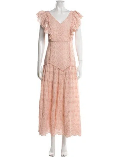 Pre-owned Loveshackfancy Floral Print Long Dress In Pink