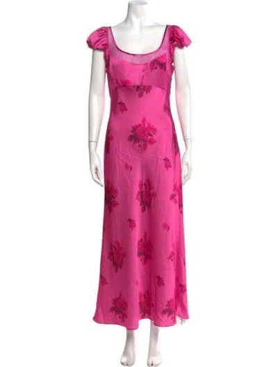 Pre-owned Loveshackfancy Floral Print Long Dress In Pink