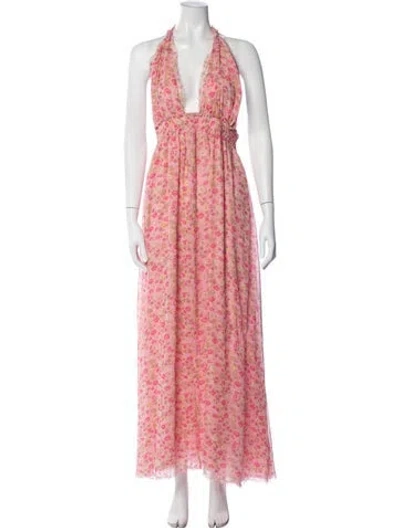 Pre-owned Loveshackfancy Floral Print Long Dress In Pink