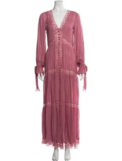 Pre-owned Loveshackfancy Floral Print Long Dress In Pink