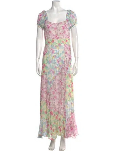 Pre-owned Loveshackfancy Floral Print Long Dress In Pink