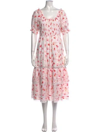 Pre-owned Loveshackfancy Floral Print Long Dress In Pink