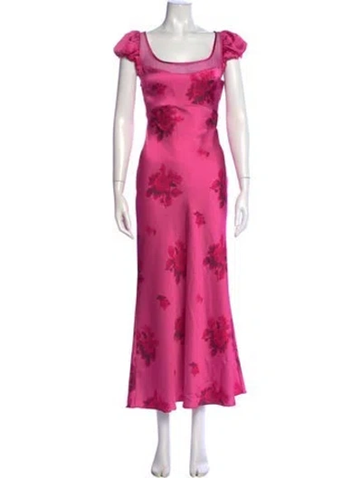 Pre-owned Loveshackfancy Floral Print Long Dress In Pink