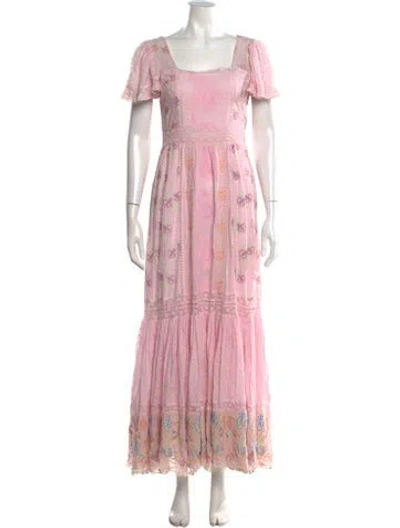 Pre-owned Loveshackfancy Floral Print Long Dress In Pink