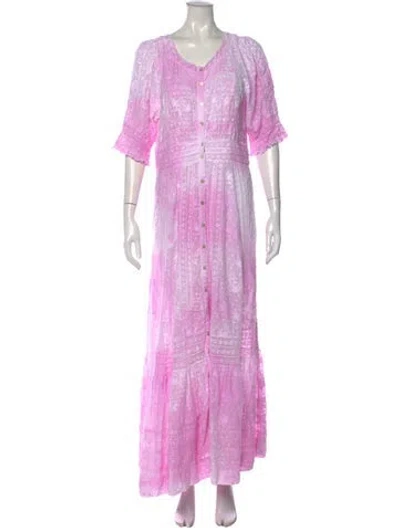 Pre-owned Loveshackfancy Floral Print Long Dress In Pink