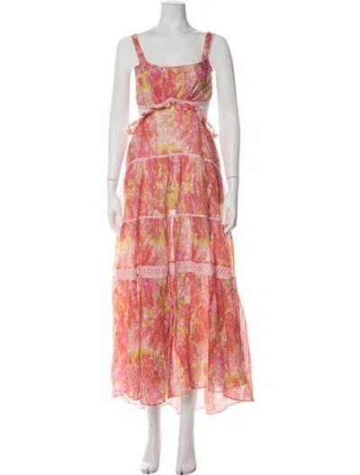 Pre-owned Loveshackfancy Floral Print Long Dress In Pink
