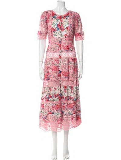Pre-owned Loveshackfancy Floral Print Long Dress In Pink