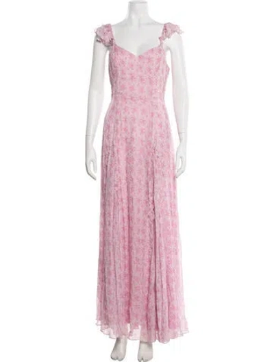 Pre-owned Loveshackfancy Floral Print Long Dress In Pink