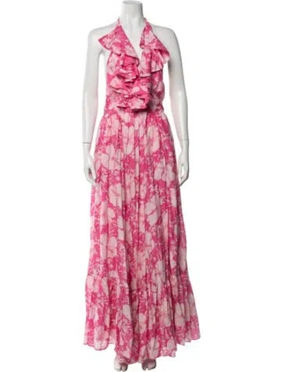 Pre-owned Loveshackfancy Floral Print Long Dress In Pink