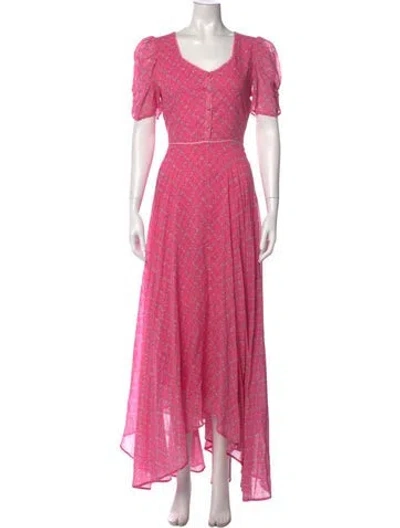 Pre-owned Loveshackfancy Floral Print Long Dress In Pink
