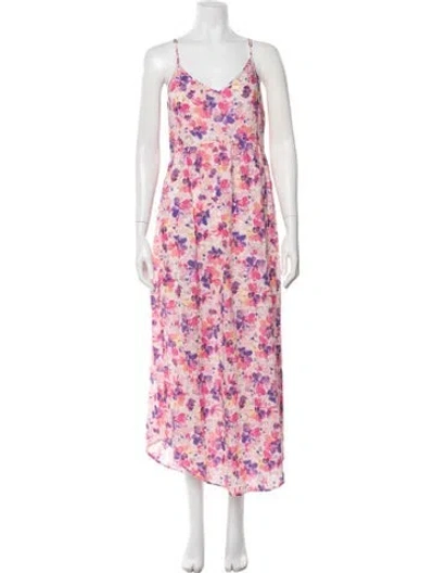 Pre-owned Loveshackfancy Floral Print Long Dress In Pink