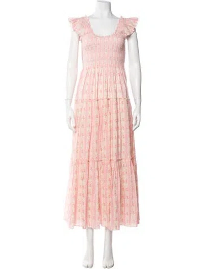Pre-owned Loveshackfancy Floral Print Long Dress In Pink