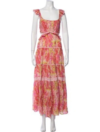Pre-owned Loveshackfancy Floral Print Long Dress In Pink