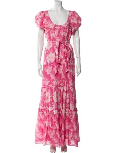 Pre-owned Loveshackfancy Floral Print Long Dress In Pink