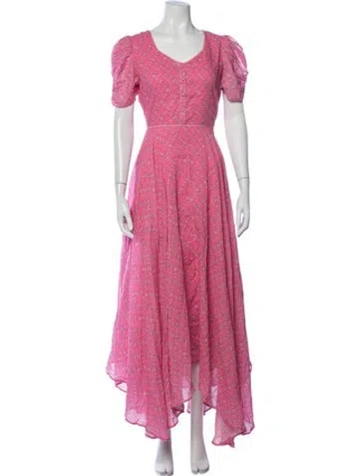 Pre-owned Loveshackfancy Floral Print Long Dress In Pink