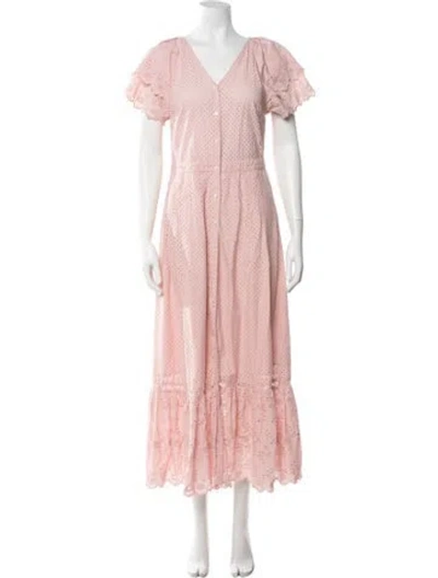 Pre-owned Loveshackfancy Floral Print Long Dress In Pink