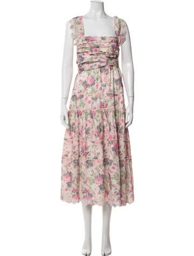 Pre-owned Loveshackfancy Floral Print Long Dress In Pink