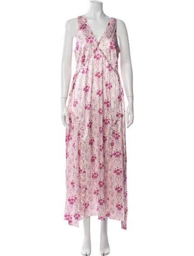 Pre-owned Loveshackfancy Floral Print Long Dress In Pink