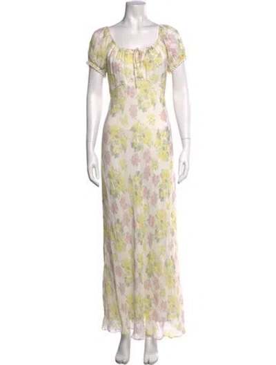 Pre-owned Loveshackfancy Floral Print Long Dress In Pink