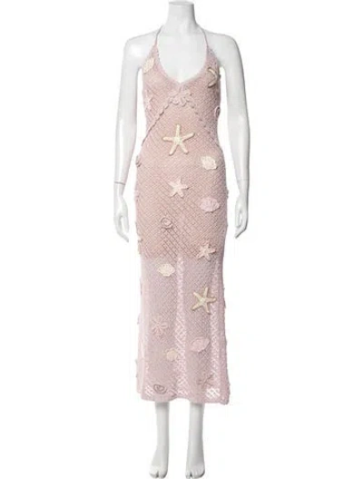 Pre-owned Loveshackfancy Floral Print Long Dress In Pink