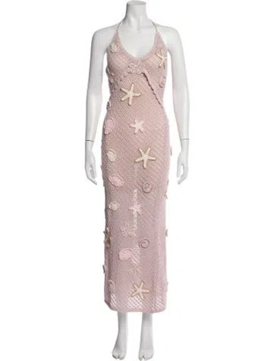 Pre-owned Loveshackfancy Floral Print Long Dress In Pink