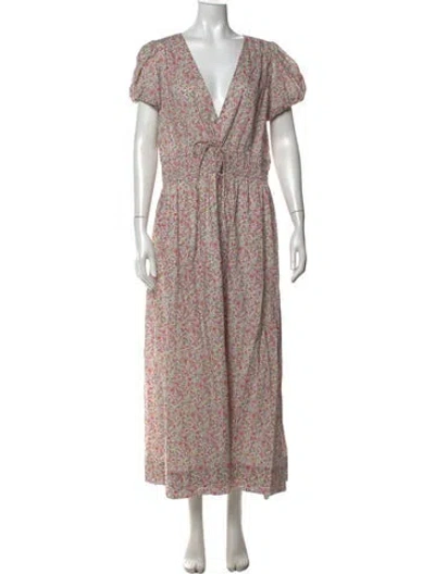 Pre-owned Loveshackfancy Floral Print Long Dress In Pink