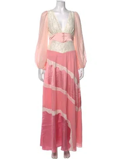 Pre-owned Loveshackfancy Floral Print Long Dress In Pink