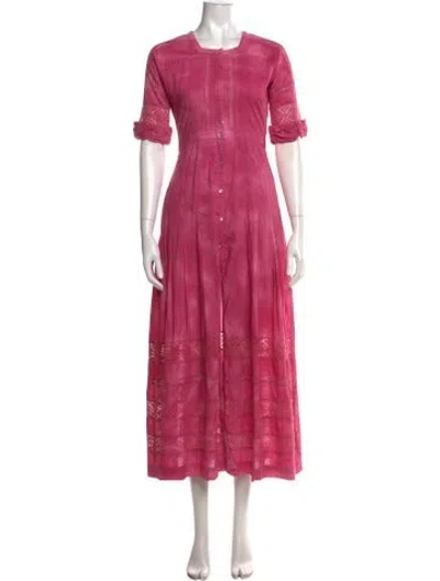 Pre-owned Loveshackfancy Floral Print Long Dress In Pink