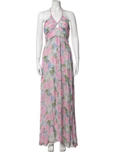 Pre-owned Loveshackfancy Floral Print Long Dress In Pink