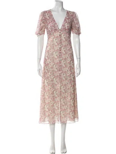 Pre-owned Loveshackfancy Floral Print Long Dress In Pink