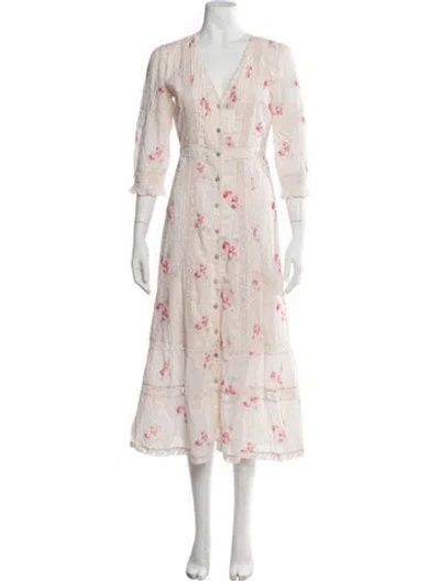 Pre-owned Loveshackfancy Floral Print Long Dress In Pink