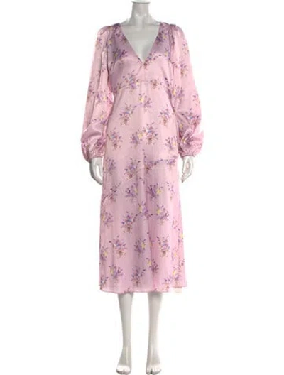 Pre-owned Loveshackfancy Floral Print Long Dress In Pink