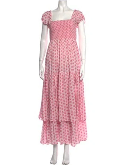 Pre-owned Loveshackfancy Floral Print Long Dress In Pink