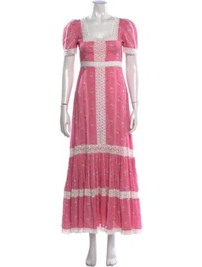Pre-owned Loveshackfancy Floral Print Long Dress In Pink