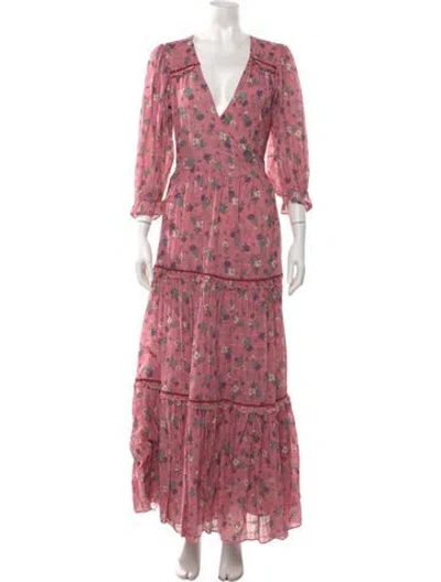 Pre-owned Loveshackfancy Floral Print Long Dress In Pink